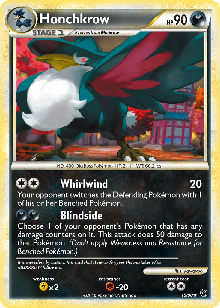 Honchkrow (15/90) [HeartGold & SoulSilver: Undaunted] | Card Merchant Takapuna