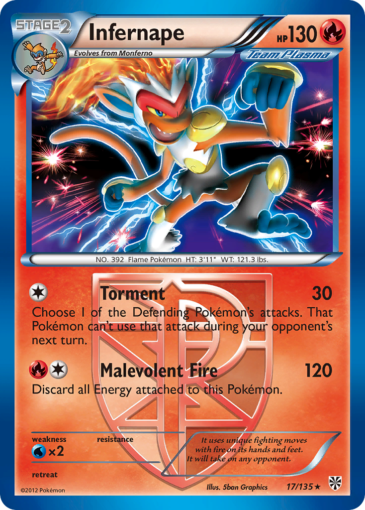 Infernape (17/135) [Black & White: Plasma Storm] | Card Merchant Takapuna