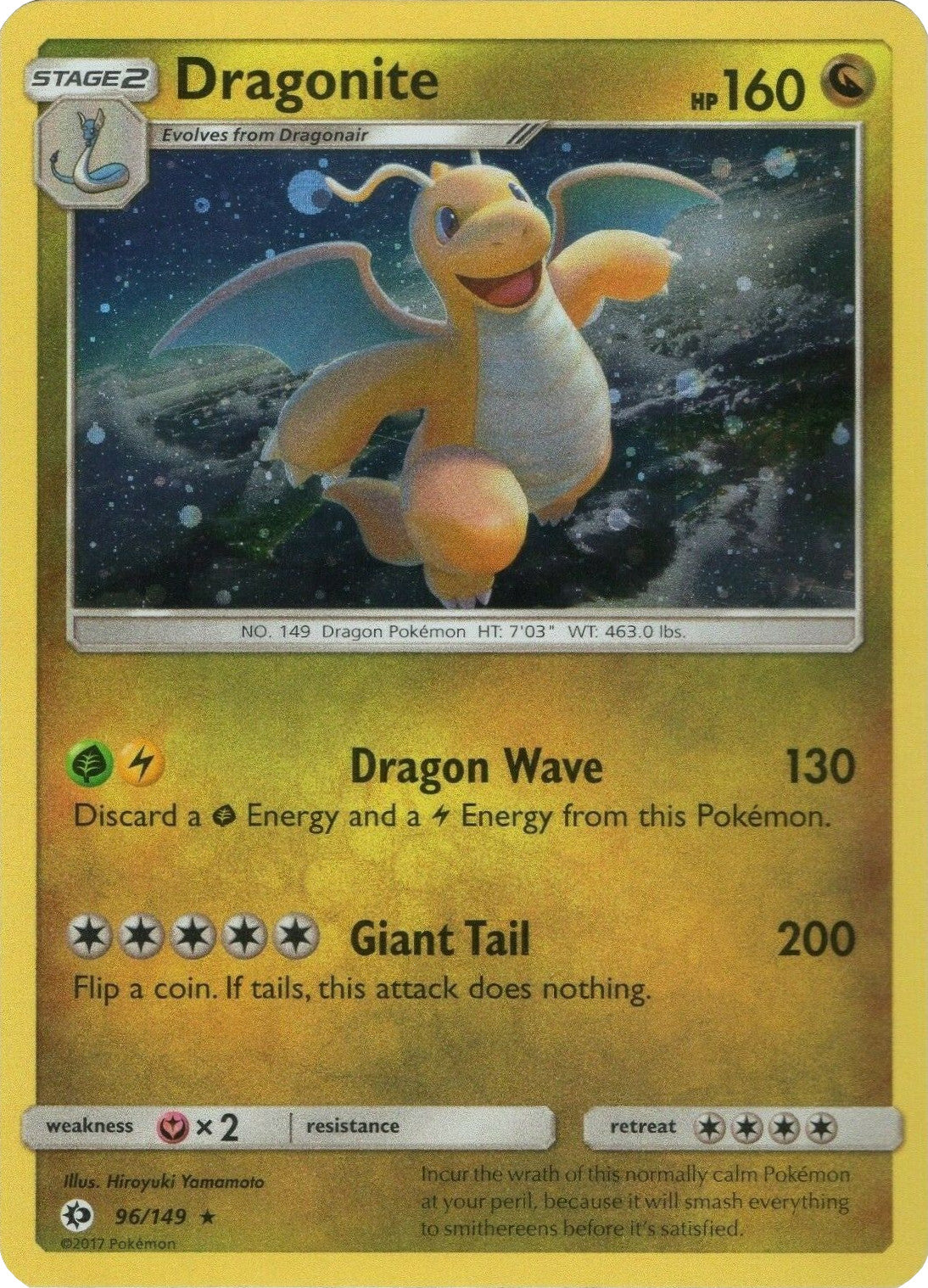 Dragonite (96/149) (Cosmos Holo) [Sun & Moon: Base Set] | Card Merchant Takapuna