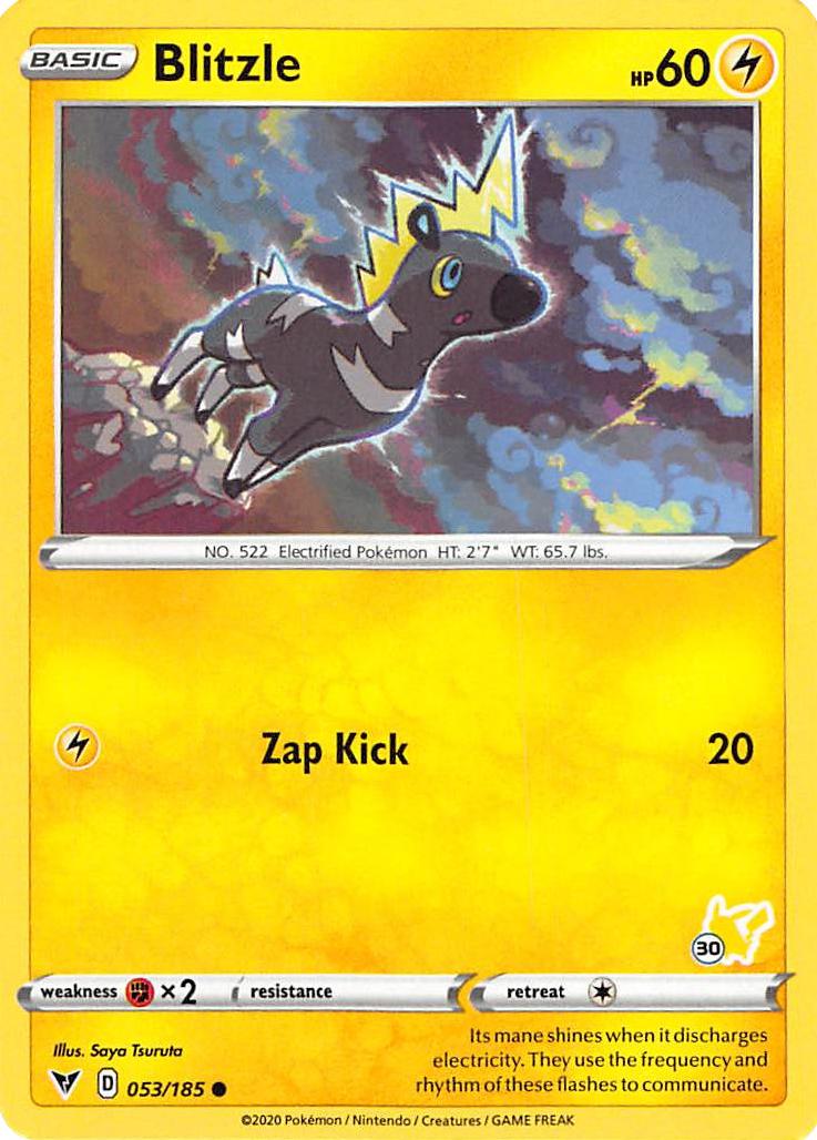 Blitzle (053/185) (Pikachu Stamp #30) [Battle Academy 2022] | Card Merchant Takapuna