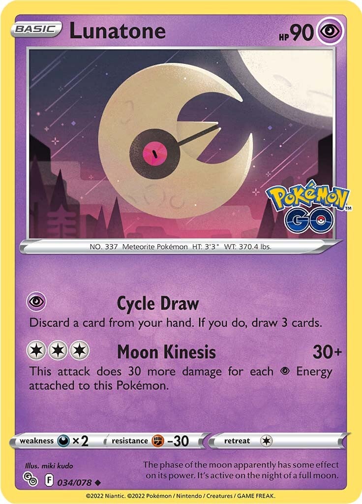 Lunatone (034/078) [Pokémon GO] | Card Merchant Takapuna