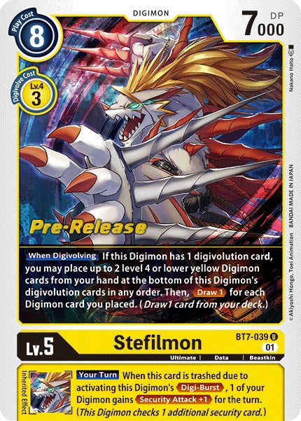 Stefilmon [BT7-039] [Next Adventure Pre-Release Cards] | Card Merchant Takapuna