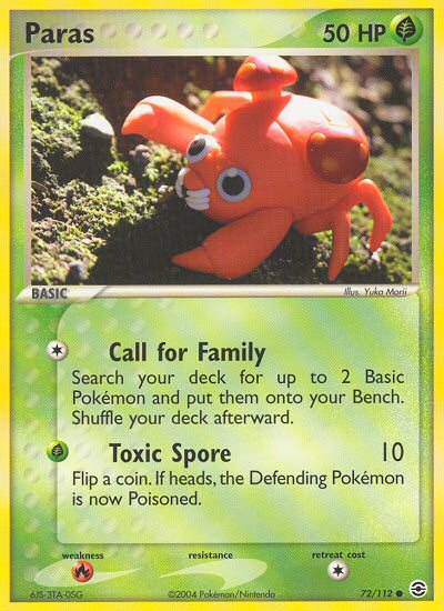 Paras (72/112) [EX: FireRed & LeafGreen] | Card Merchant Takapuna