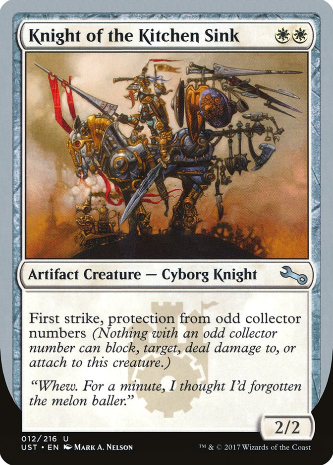 Knight of the Kitchen Sink ("protection from odd collector numbers") [Unstable] | Card Merchant Takapuna