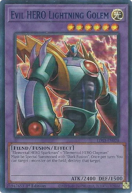 Evil HERO Lightning Golem (Blue) [LDS3-EN028] Ultra Rare | Card Merchant Takapuna