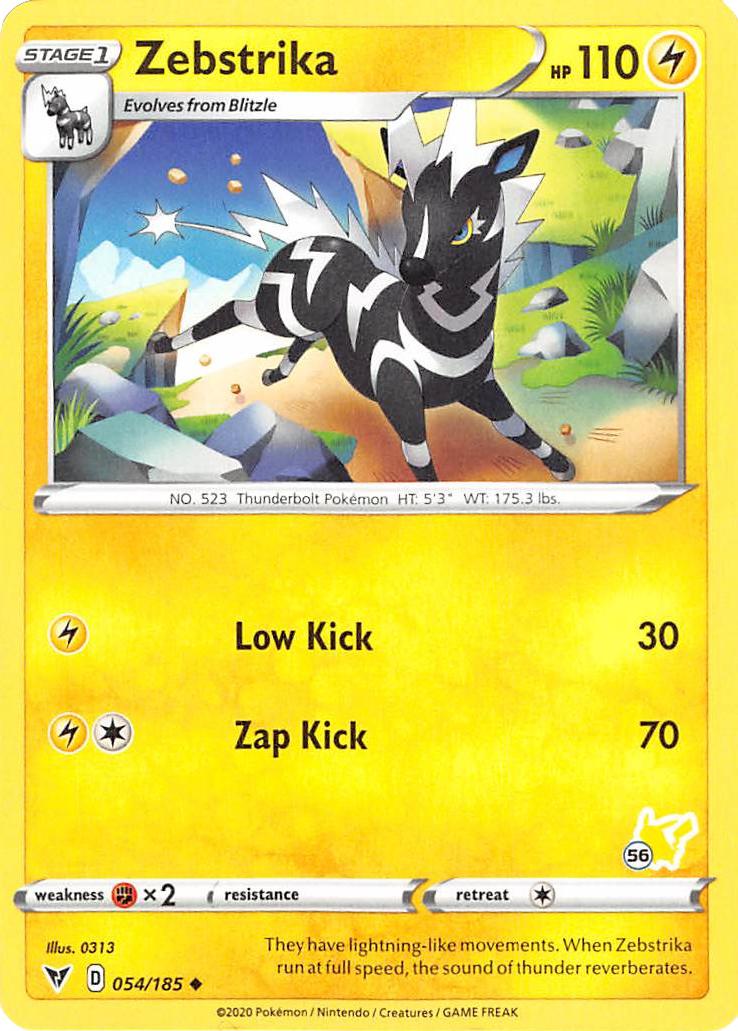 Zebstrika (054/185) (Pikachu Stamp #56) [Battle Academy 2022] | Card Merchant Takapuna