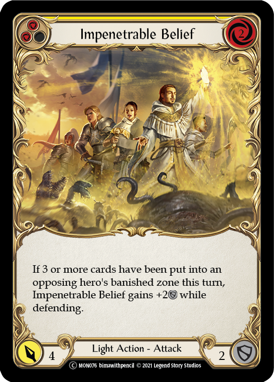 Impenetrable Belief (Yellow) [U-MON076-RF] (Monarch Unlimited)  Unlimited Rainbow Foil | Card Merchant Takapuna