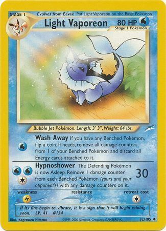 Light Vaporeon (52/105) [Neo Destiny Unlimited] | Card Merchant Takapuna