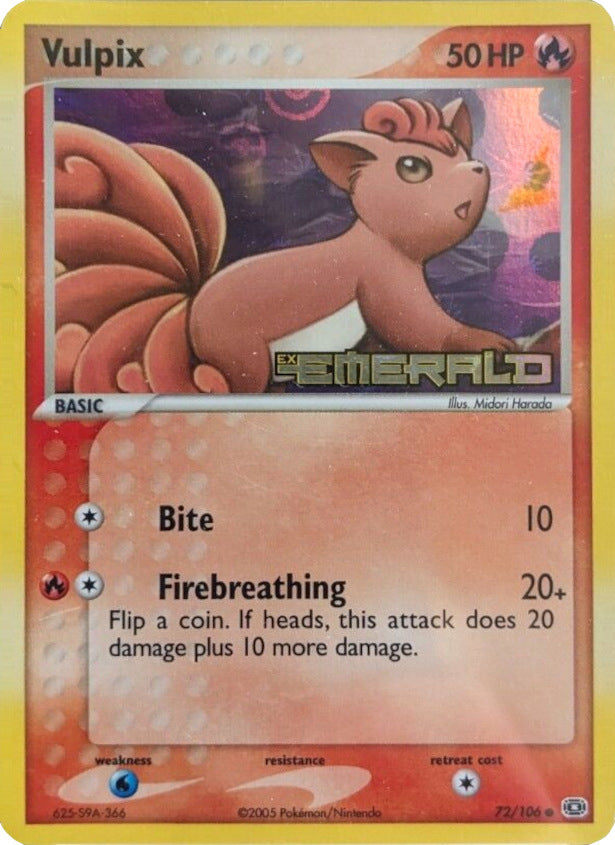 Vulpix (72/106) (Stamped) [EX: Emerald] | Card Merchant Takapuna