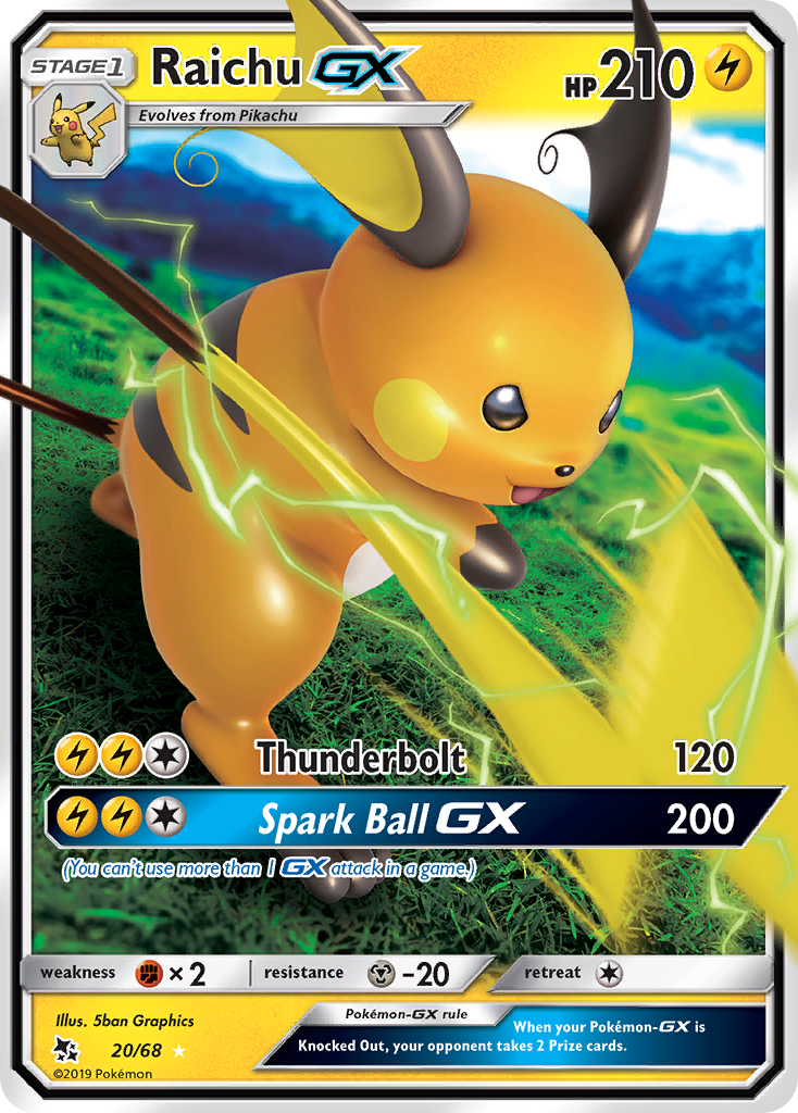 Raichu GX (20/68) [Sun & Moon: Hidden Fates] | Card Merchant Takapuna