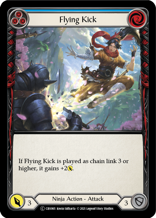 Flying Kick (Blue) [U-CRU065] (Crucible of War Unlimited)  Unlimited Rainbow Foil | Card Merchant Takapuna