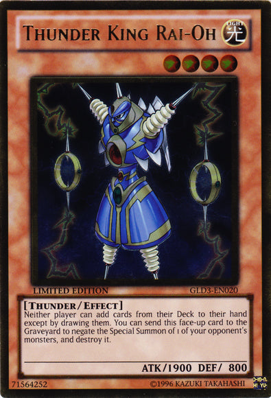 Thunder King Rai-Oh [GLD3-EN020] Gold Rare | Card Merchant Takapuna