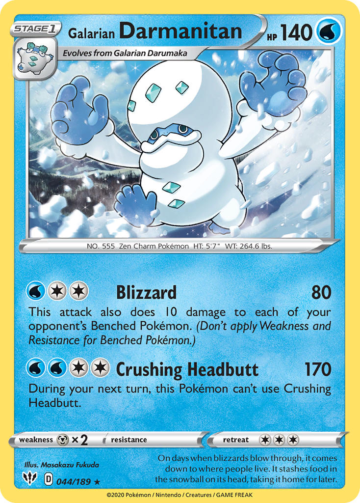 Galarian Darmanitan (044/189) (Cracked Ice Holo) (Theme Deck Exclusive) [Sword & Shield: Darkness Ablaze] | Card Merchant Takapuna