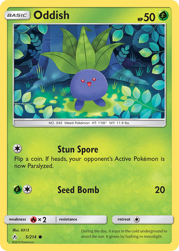 Oddish (5/214) [Sun & Moon: Unbroken Bonds] | Card Merchant Takapuna