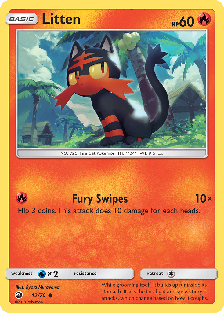 Litten (12/70) [Sun & Moon: Dragon Majesty] | Card Merchant Takapuna