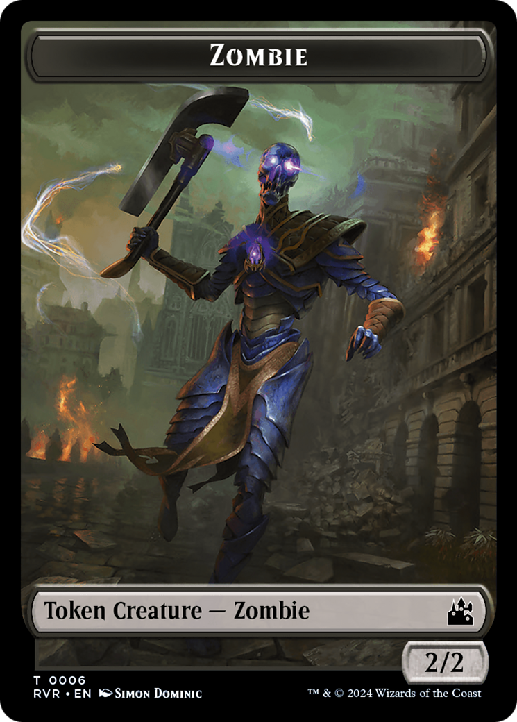 Elf Knight // Zombie Double-Sided Token [Ravnica Remastered Tokens] | Card Merchant Takapuna