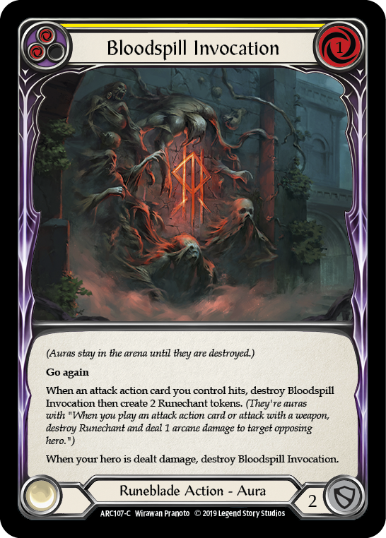 Bloodspill Invocation (Yellow) [ARC107-C] (Arcane Rising)  1st Edition Normal | Card Merchant Takapuna