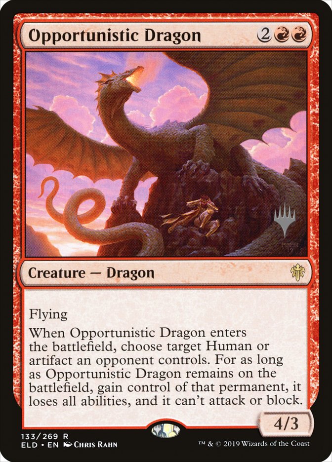 Opportunistic Dragon (Promo Pack) [Throne of Eldraine Promos] | Card Merchant Takapuna