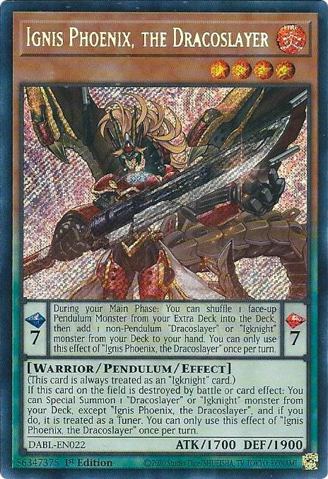 Ignis Phoenix, the Dracoslayer [DABL-EN022] Secret Rare | Card Merchant Takapuna