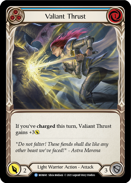 Valiant Thrust (Blue) [MON041-RF] (Monarch)  1st Edition Rainbow Foil | Card Merchant Takapuna