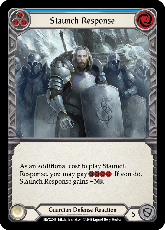 Staunch Response (Blue) [BVO020-R] (Bravo Hero Deck)  1st Edition Normal | Card Merchant Takapuna