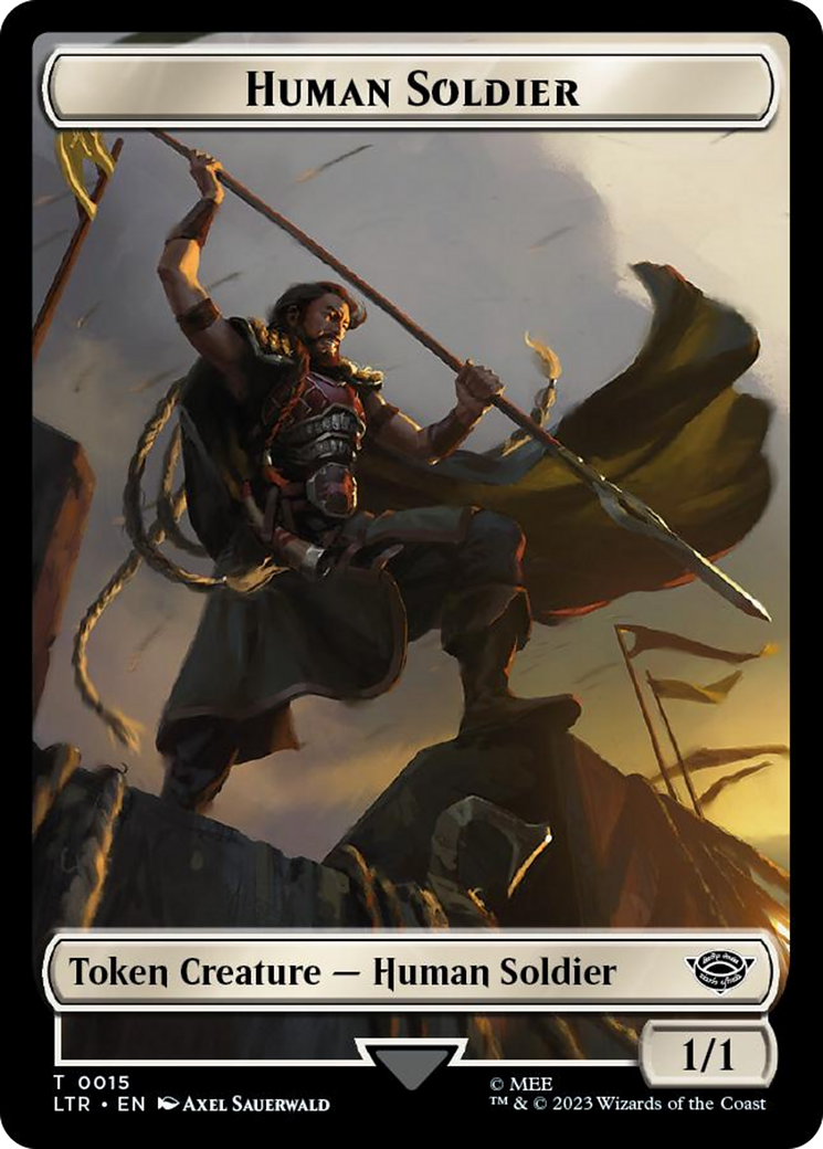 Human Soldier (0015) // Food (0024) Double-Sided Token (Surge Foil) [The Lord of the Rings: Tales of Middle-Earth Tokens] | Card Merchant Takapuna