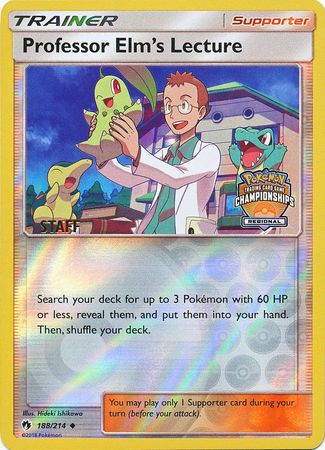 Professor Elm's Lecture (188/214) (Regional Championship Promo Staff) [Sun & Moon: Lost Thunder] | Card Merchant Takapuna