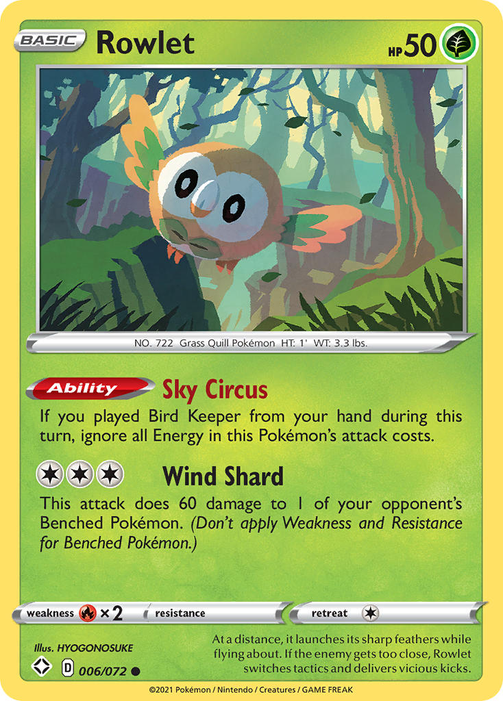 Rowlet (006/072) [Sword & Shield: Shining Fates] | Card Merchant Takapuna