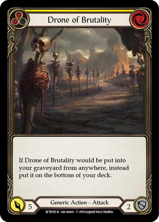 Drone of Brutality (Yellow) [WTR165-R] (Welcome to Rathe)  Alpha Print Normal | Card Merchant Takapuna