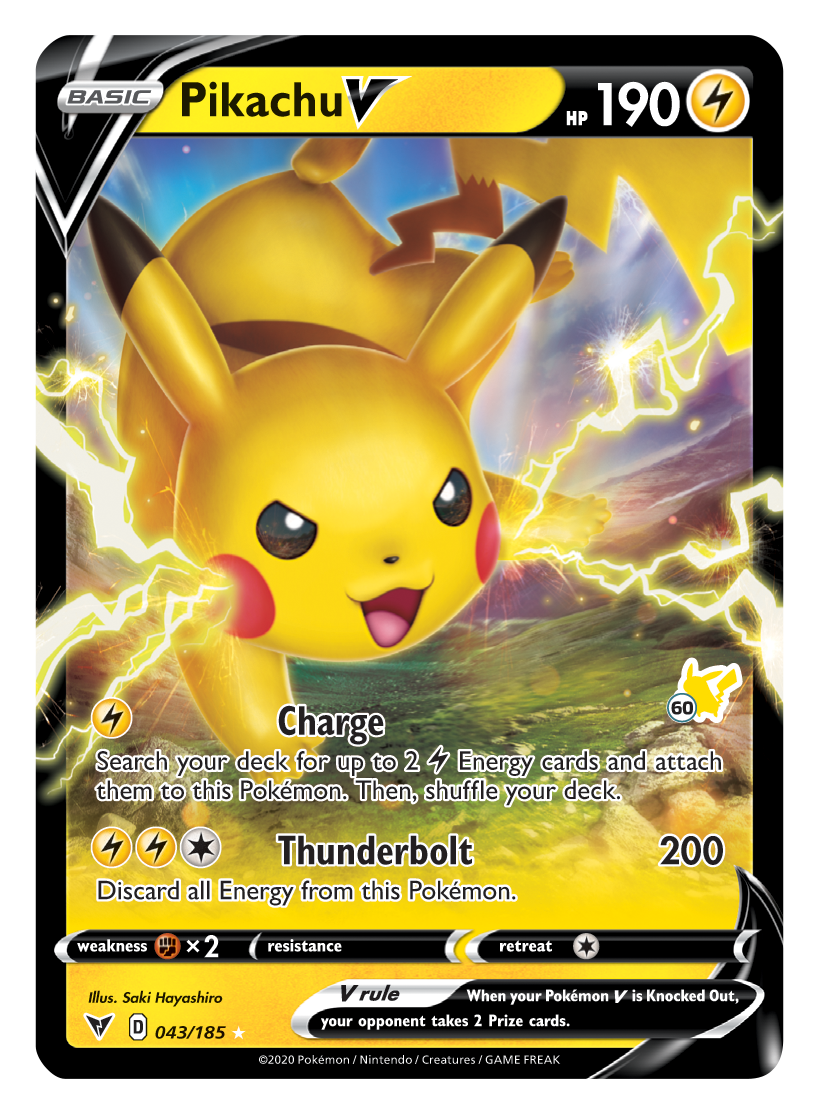 Pikachu V (043/185) (Pikachu Stamp #60) [Battle Academy 2022] | Card Merchant Takapuna