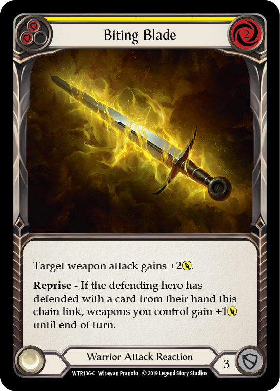 Biting Blade (Yellow) [WTR136-C] (Welcome to Rathe)  Alpha Print Normal | Card Merchant Takapuna