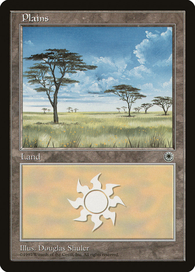 Plains (Yellow Flowers in Grass / No Clouds at Top Center) [Portal] | Card Merchant Takapuna