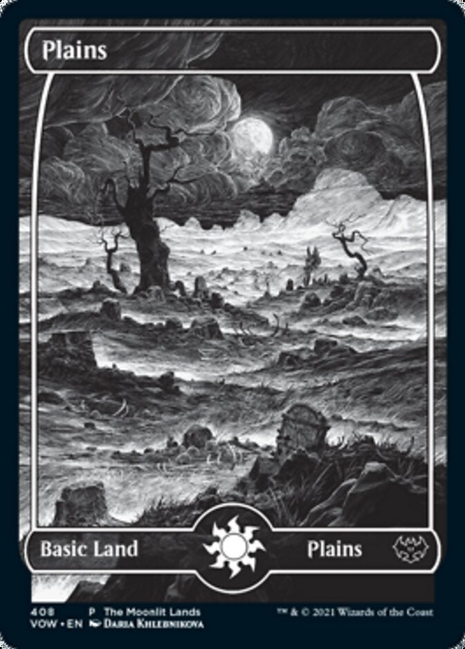 Plains (The Moonlit Lands) (Foil Etched) [Innistrad: Crimson Vow Promos] | Card Merchant Takapuna