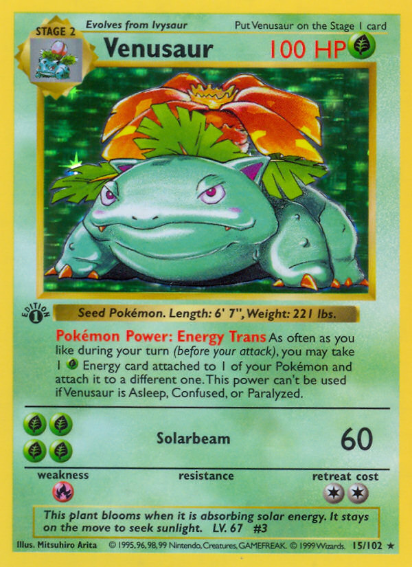 Venusaur (15/102) (Shadowless) [Base Set 1st Edition] | Card Merchant Takapuna