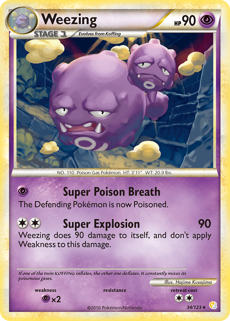 Weezing (34/123) [HeartGold & SoulSilver: Base Set] | Card Merchant Takapuna