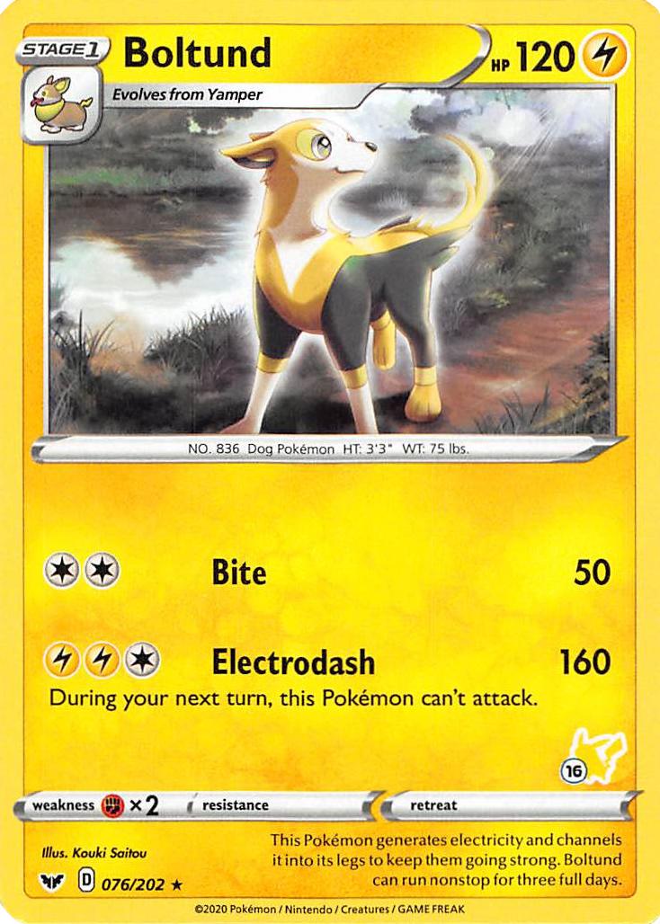 Boltund (076/202) (Pikachu Stamp #16) [Battle Academy 2022] | Card Merchant Takapuna