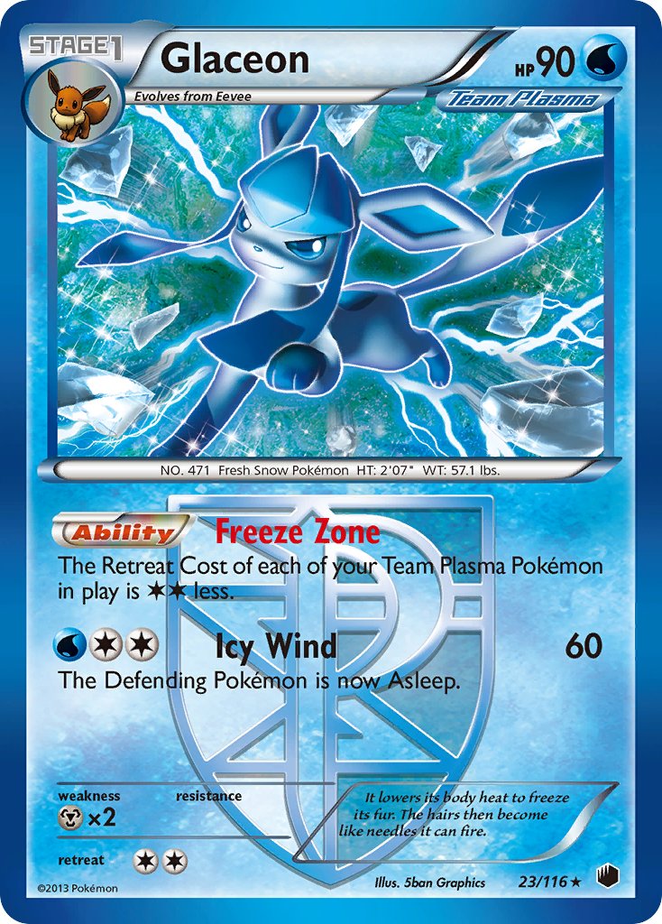 Glaceon (23/116) (Theme Deck Exclusive) [Black & White: Plasma Freeze] | Card Merchant Takapuna