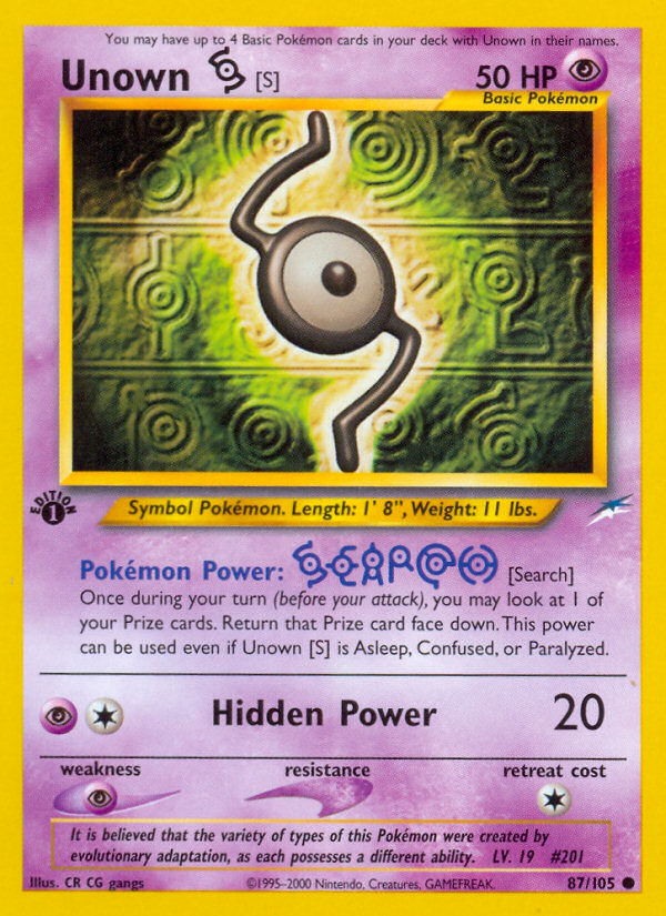 Unown [S] (87/105) [Neo Destiny 1st Edition] | Card Merchant Takapuna