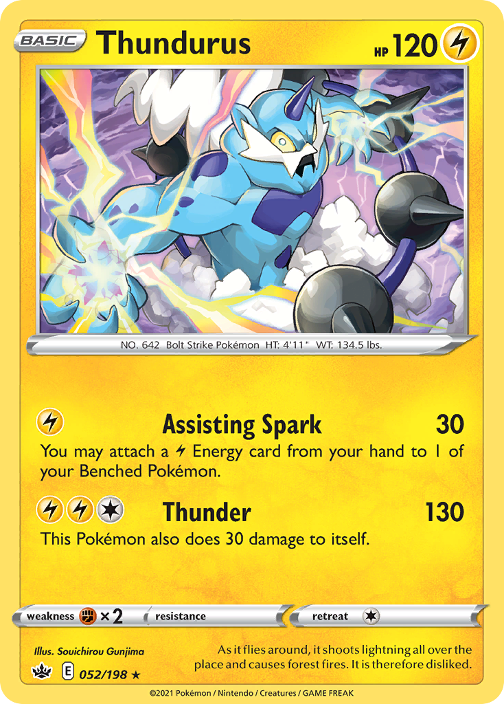 Thundurus (052/198) (Theme Deck Exclusive) [Sword & Shield: Chilling Reign] | Card Merchant Takapuna