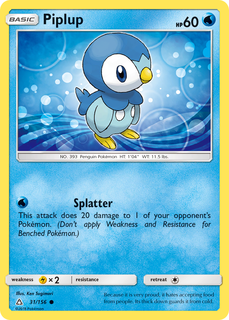 Piplup (31/156) [Sun & Moon: Ultra Prism] | Card Merchant Takapuna