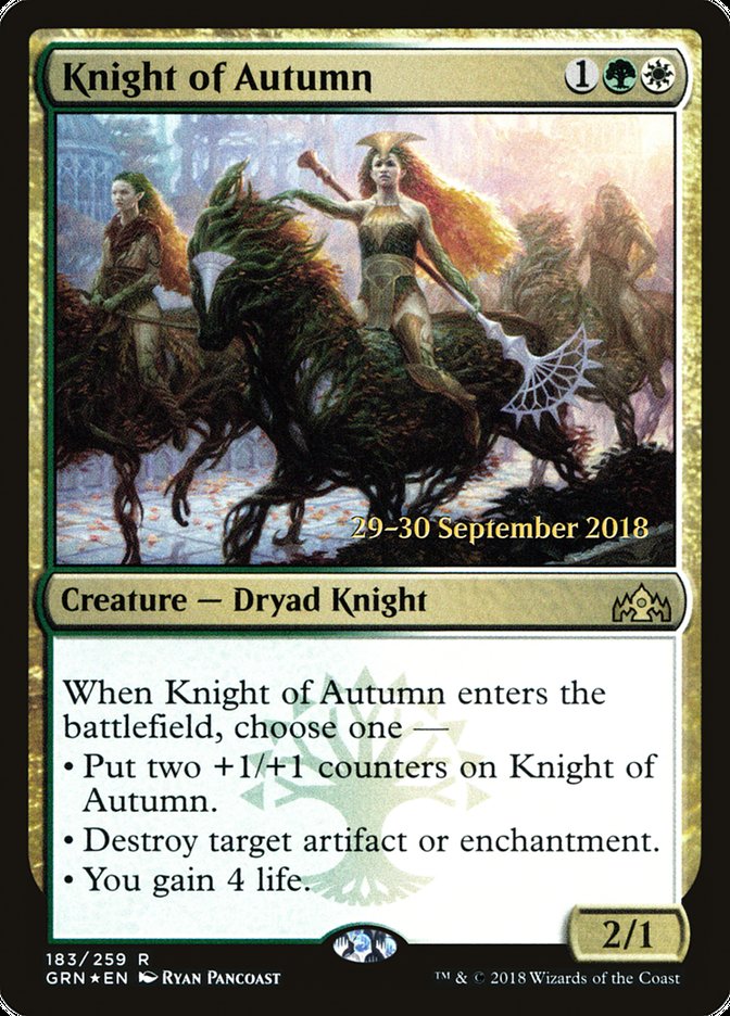 Knight of Autumn [Guilds of Ravnica Prerelease Promos] | Card Merchant Takapuna