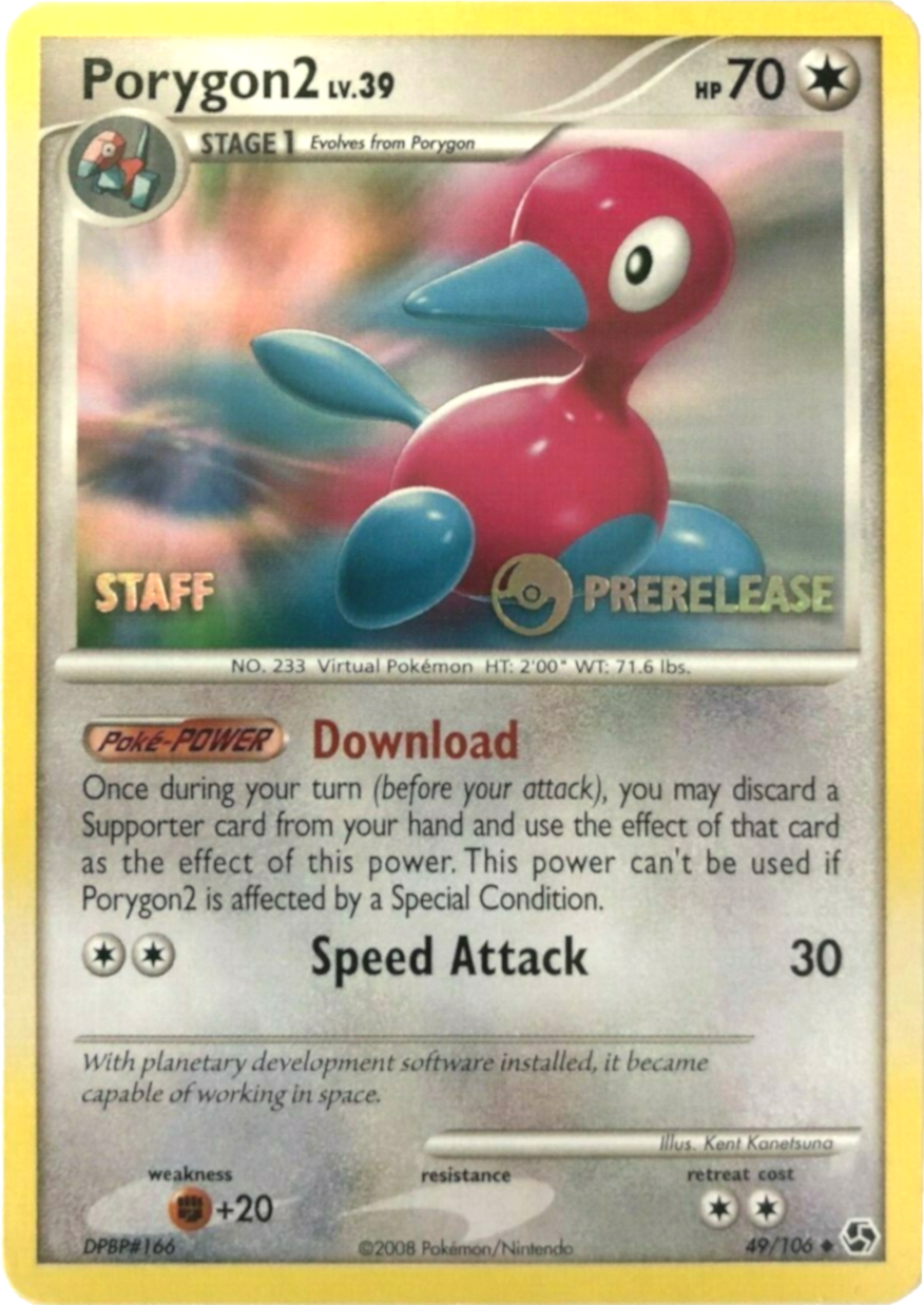 Porygon2 (49/106) (Staff Prerelease Promo) [Diamond & Pearl: Black Star Promos] | Card Merchant Takapuna