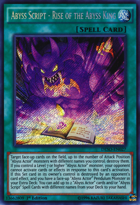 Abyss Script - Rise of the Abyss King [DESO-EN027] Secret Rare | Card Merchant Takapuna