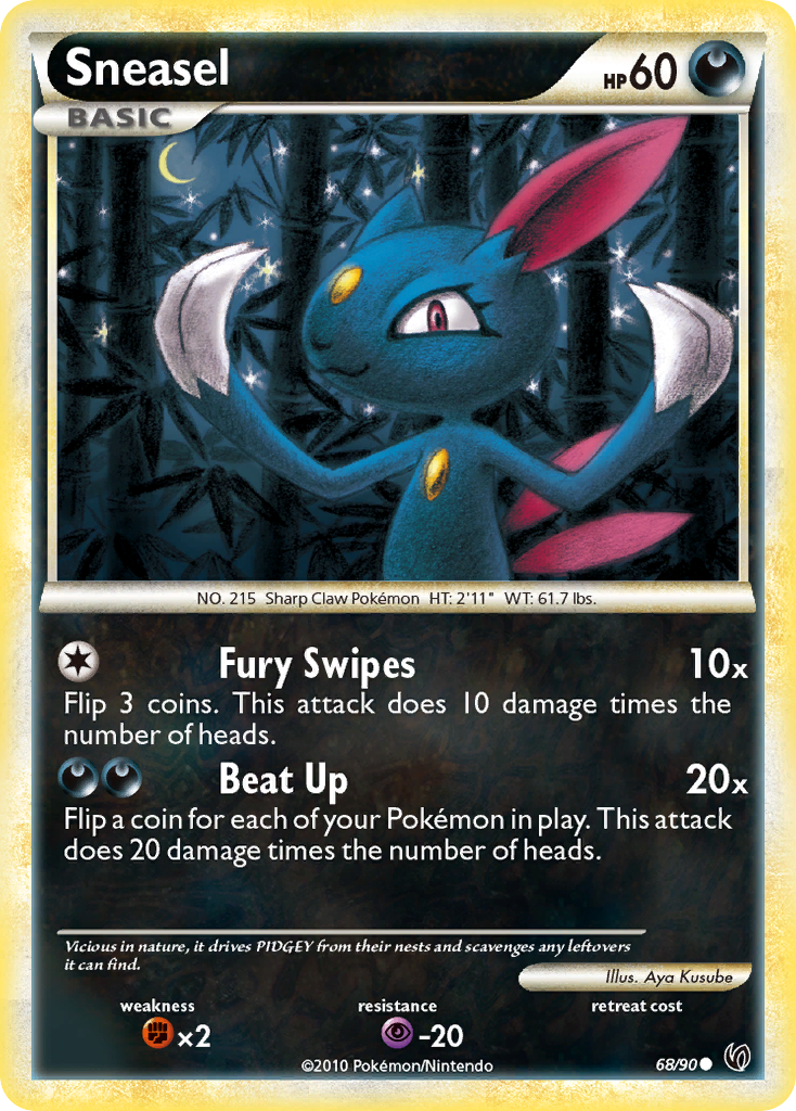 Sneasel (68/90) [HeartGold & SoulSilver: Undaunted] | Card Merchant Takapuna