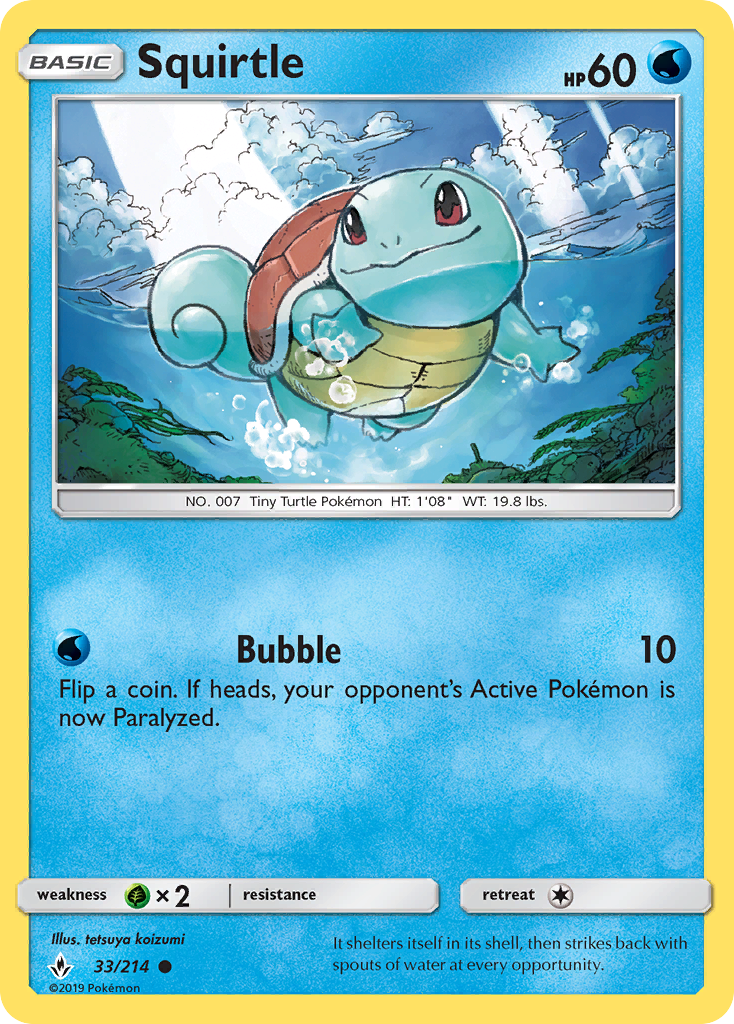 Squirtle (33/214) [Sun & Moon: Unbroken Bonds] | Card Merchant Takapuna