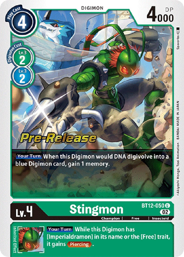 Stingmon [BT12-050] [Across Time Pre-Release Cards] | Card Merchant Takapuna