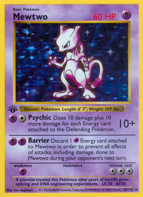 Mewtwo (10/102) (Shadowless) [Base Set 1st Edition] | Card Merchant Takapuna