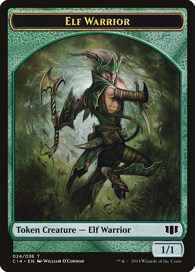 Elephant // Elf Warrior Double-Sided Token [Commander 2014 Tokens] | Card Merchant Takapuna