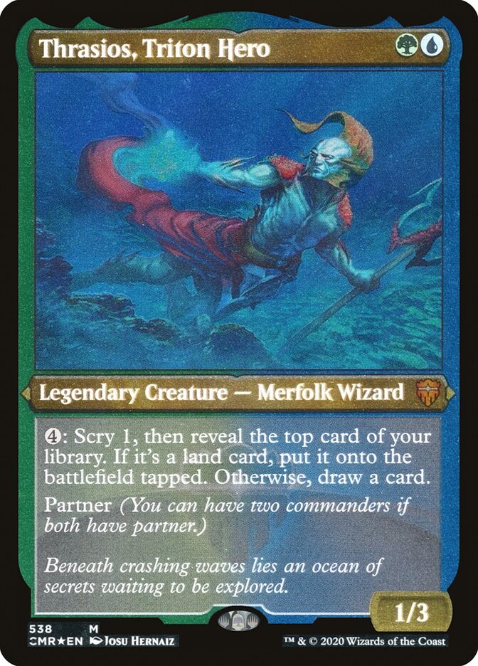 Thrasios, Triton Hero (Etched) [Commander Legends] | Card Merchant Takapuna