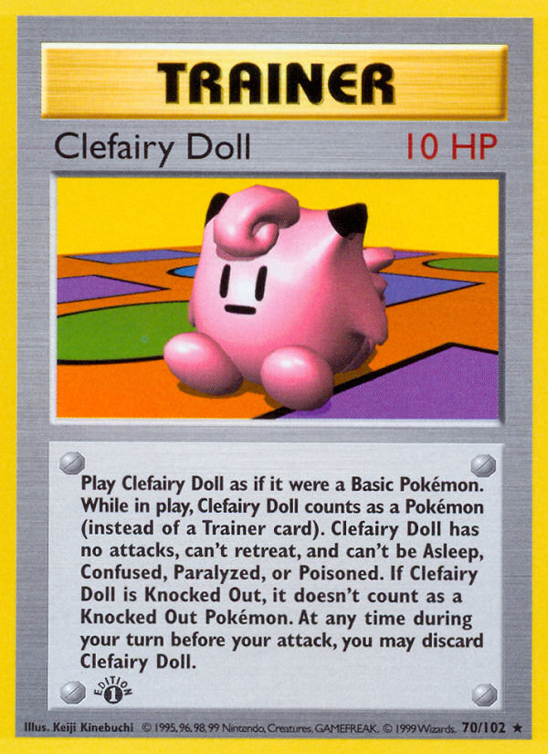 Clefairy Doll (70/102) (Shadowless) [Base Set 1st Edition] | Card Merchant Takapuna